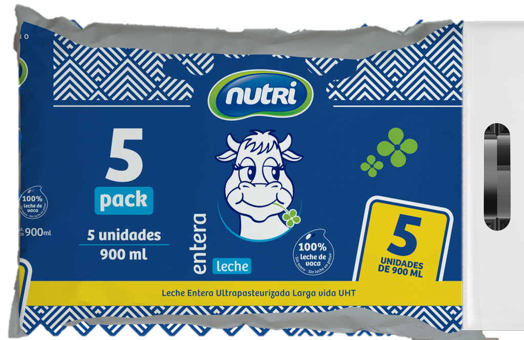 5PACK LECHE ENTERA UHT POLI 900ML