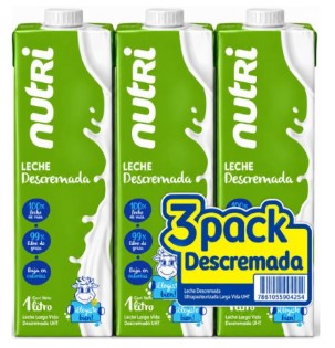 3 PACK LECHE DESCREMADA UEDGE 1L