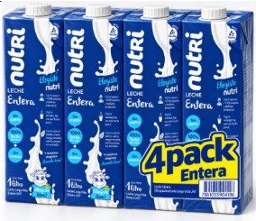 4 PACK LECHE ENTERA UEDGE 1L