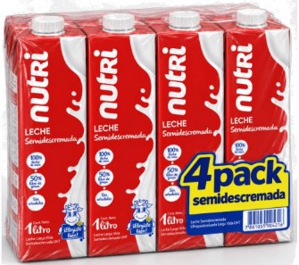 4 PACK LECHE SEMIDESCREMADA UEDGE 1L
